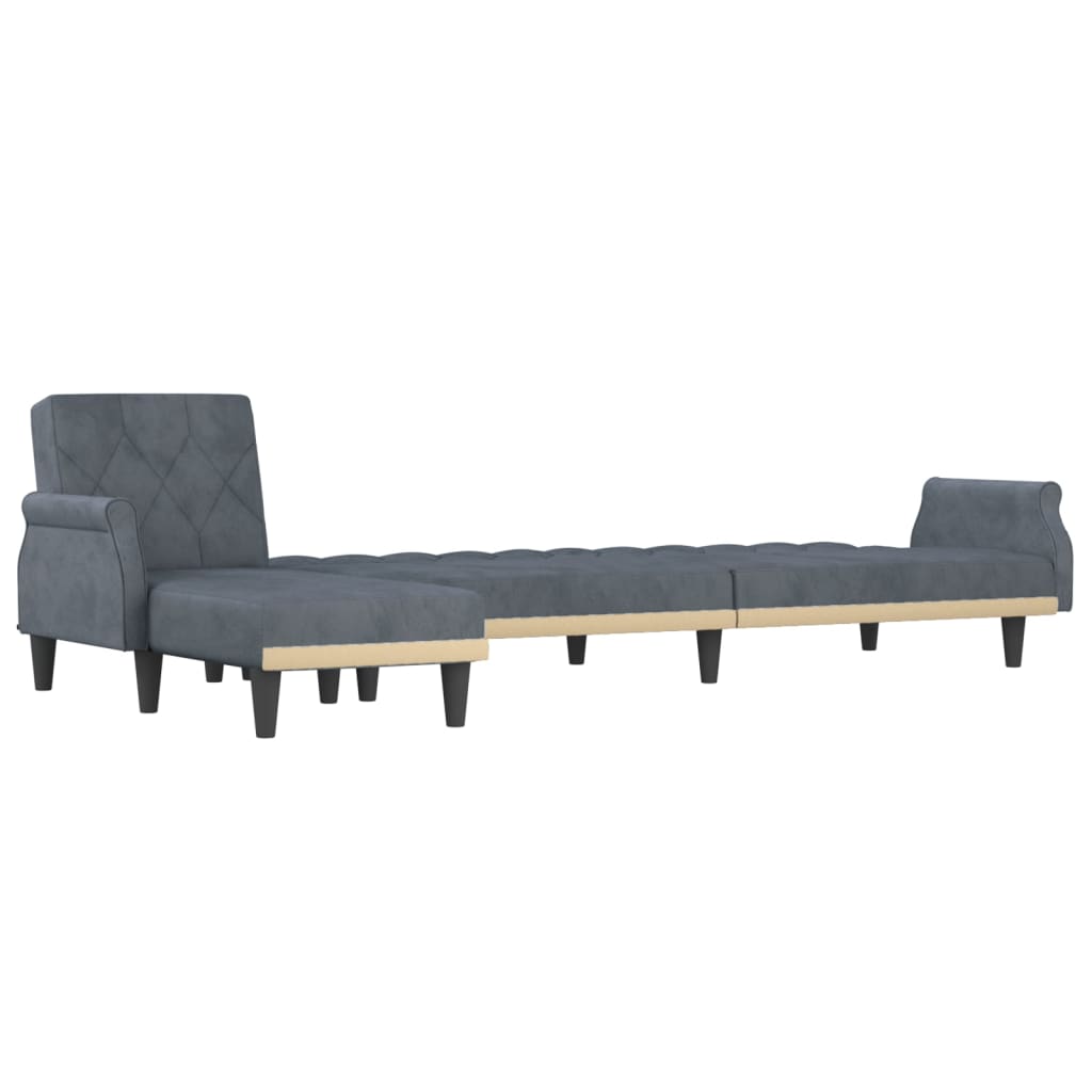 L-shaped Sofa Bed Dark Grey 271x140x70 cm Velvet