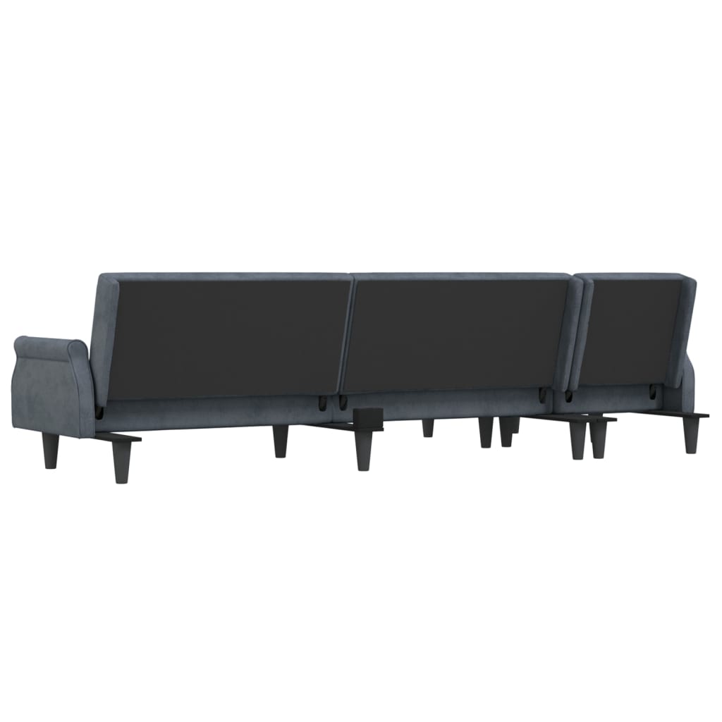 L-shaped Sofa Bed Dark Grey 271x140x70 cm Velvet