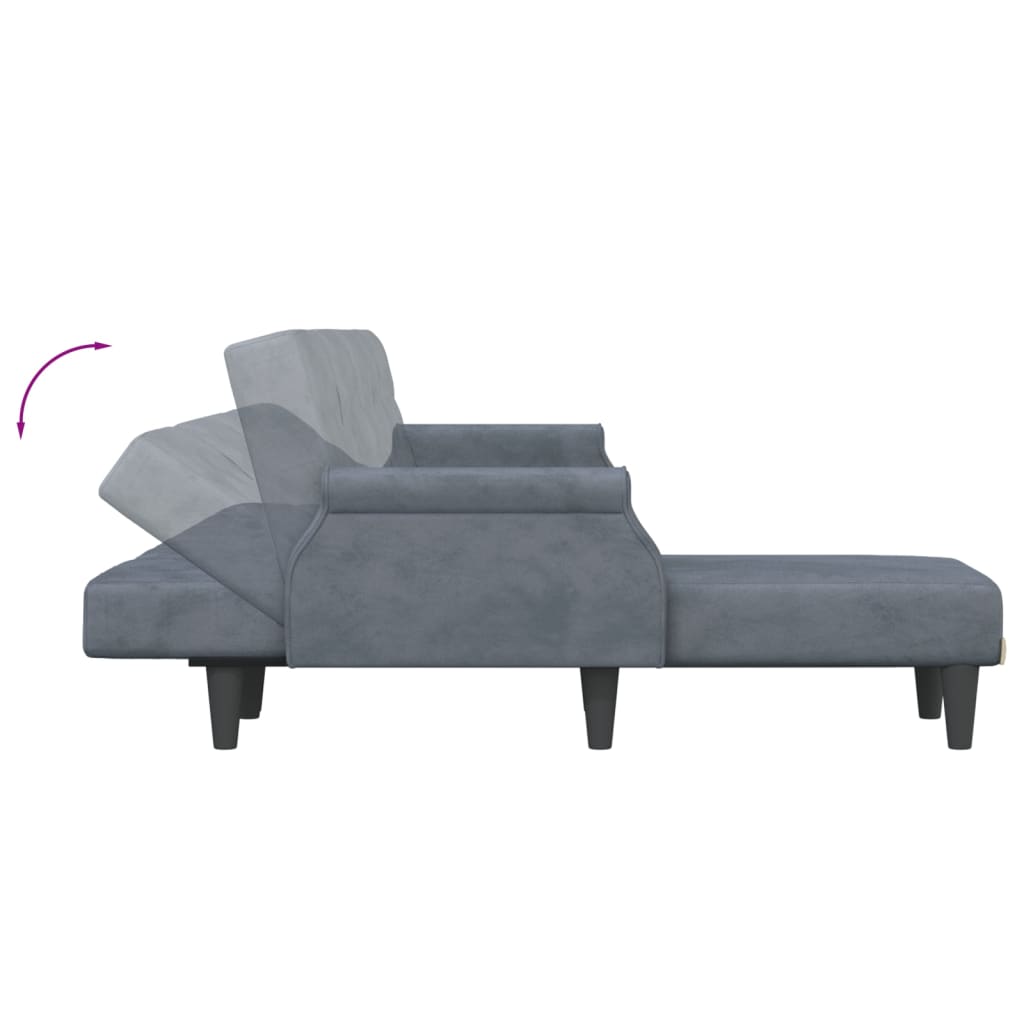 L-shaped Sofa Bed Dark Grey 271x140x70 cm Velvet