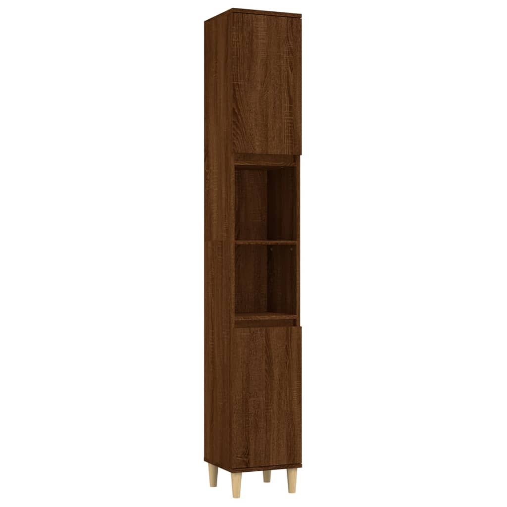 3 Piece Bathroom Cabinet Set Brown Oak Engineered Wood