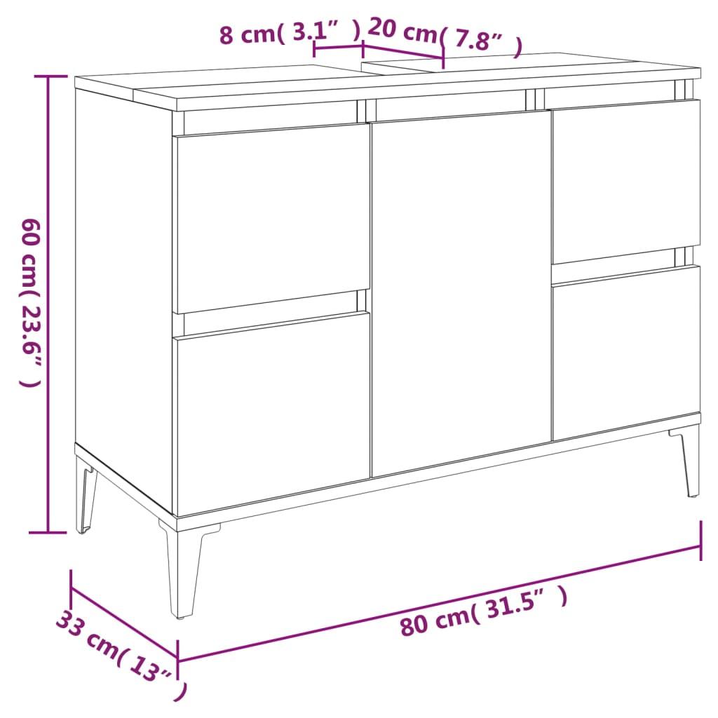 4 Piece Bathroom Furniture Set White Engineered Wood