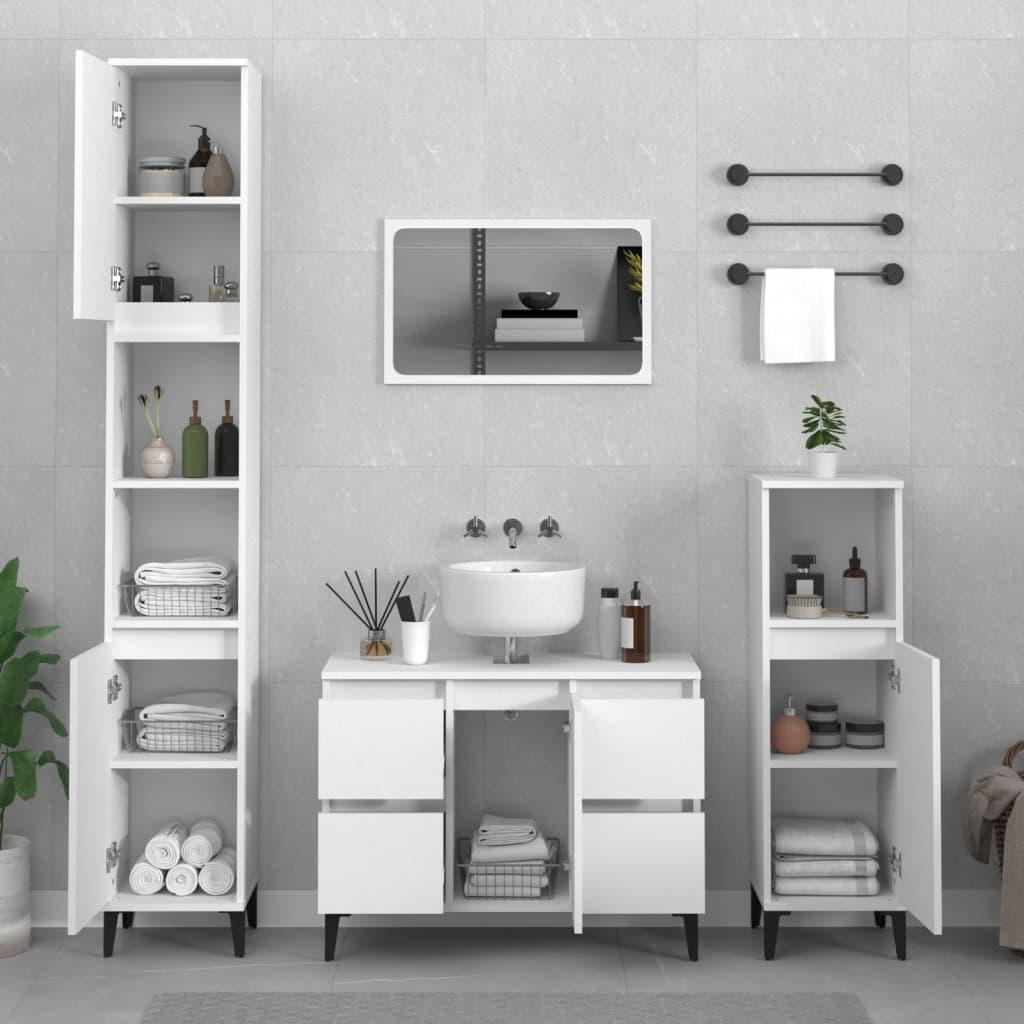 4 Piece Bathroom Furniture Set White Engineered Wood