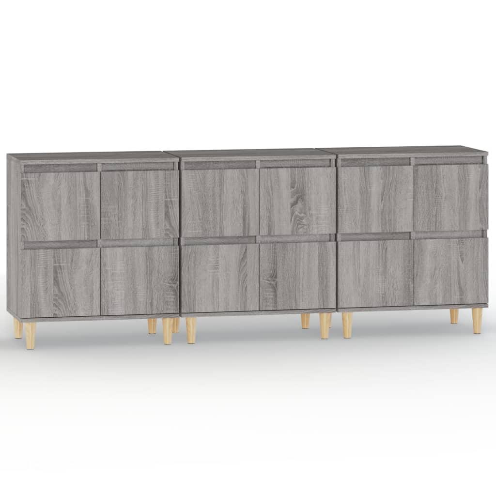 Sideboards 3 pcs Grey Sonoma 60x35x70 cm Engineered Wood