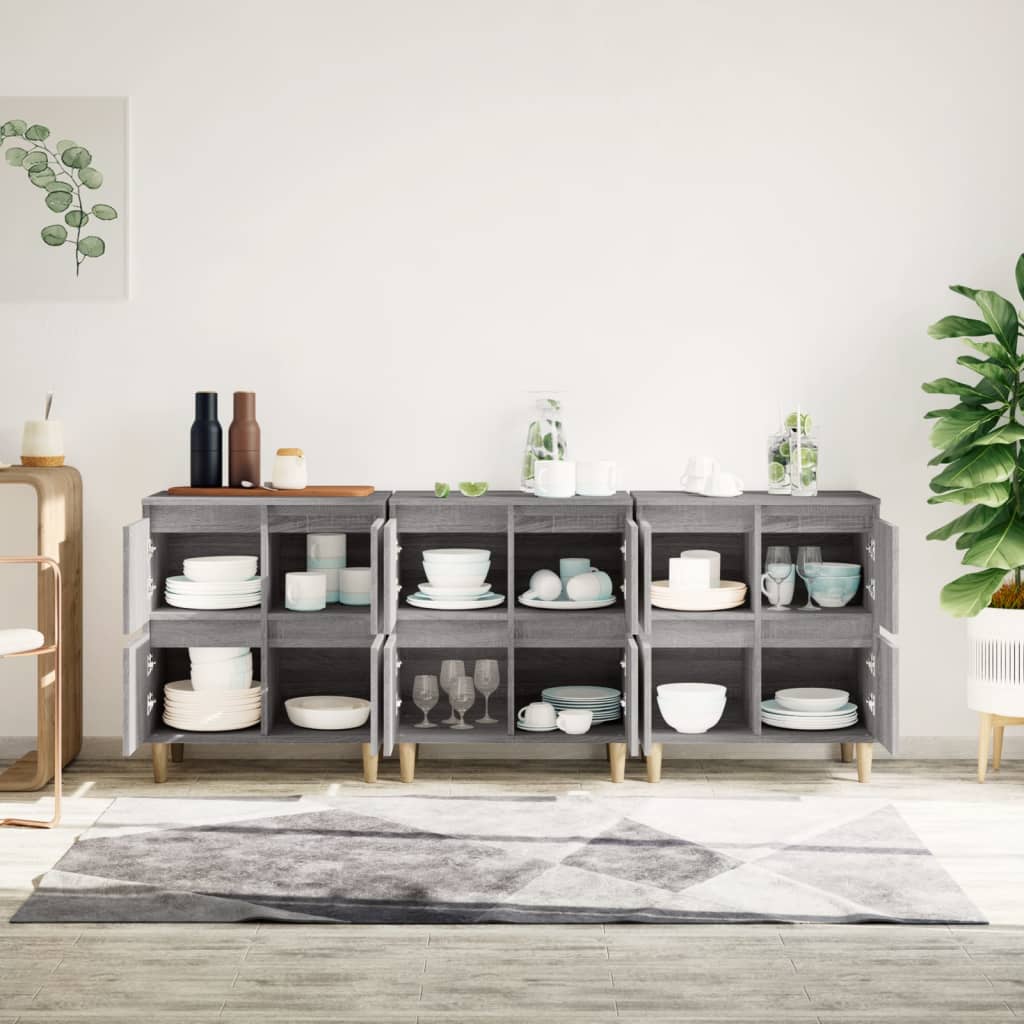Sideboards 3 pcs Grey Sonoma 60x35x70 cm Engineered Wood