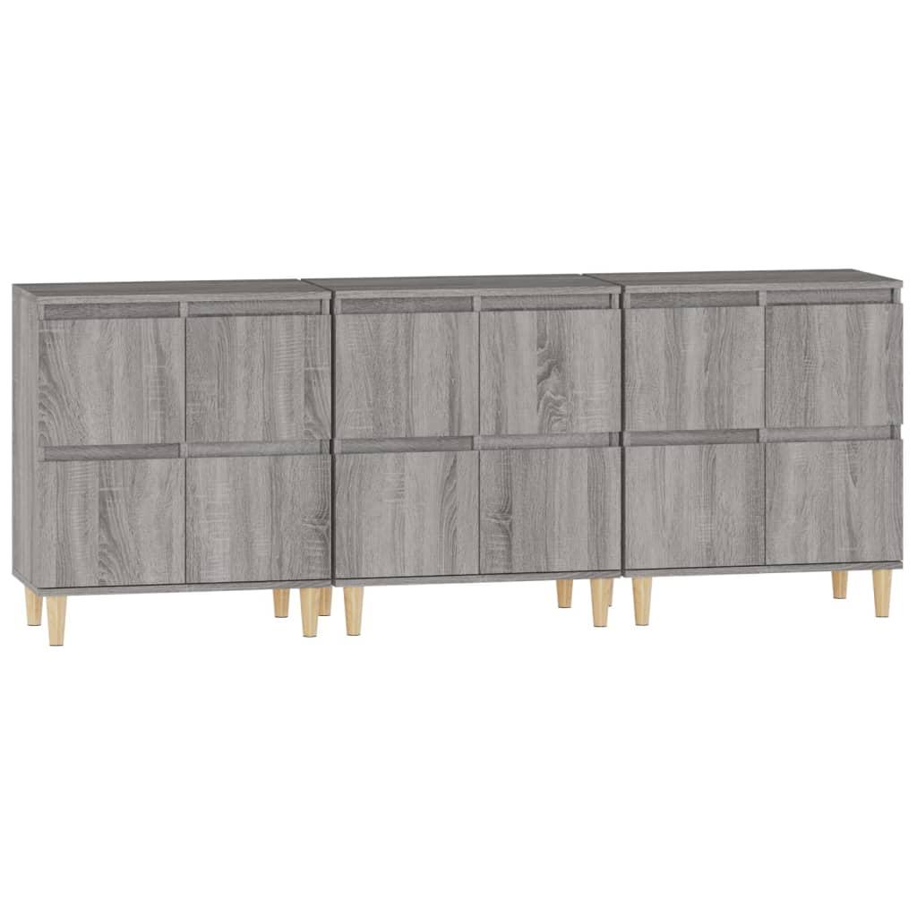 Sideboards 3 pcs Grey Sonoma 60x35x70 cm Engineered Wood