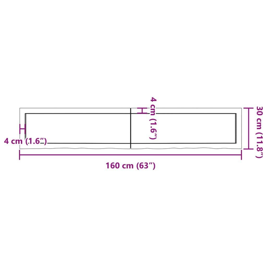 Bathroom Countertop Light Brown 160x30x4 cm Treated Solid Wood