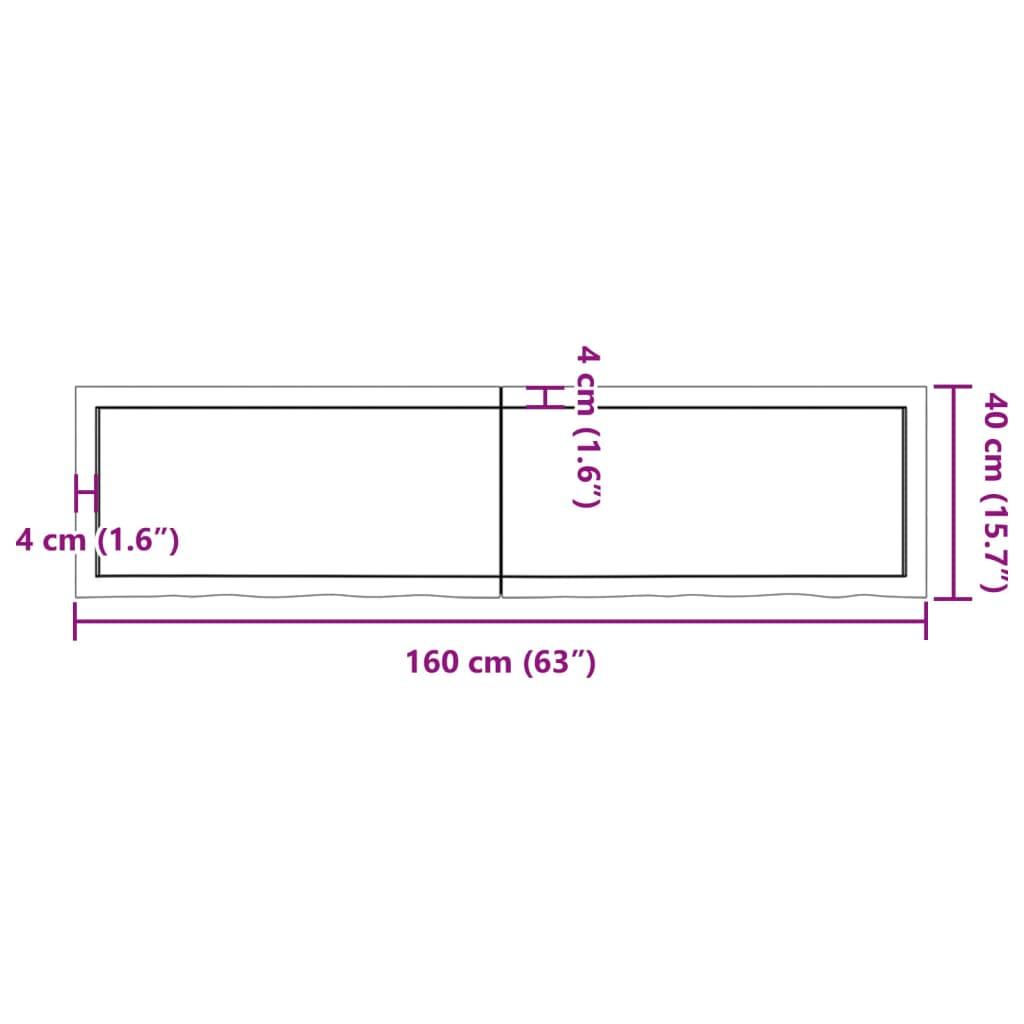 Bathroom Countertop Light Brown 160x40x4 cm Treated Solid Wood