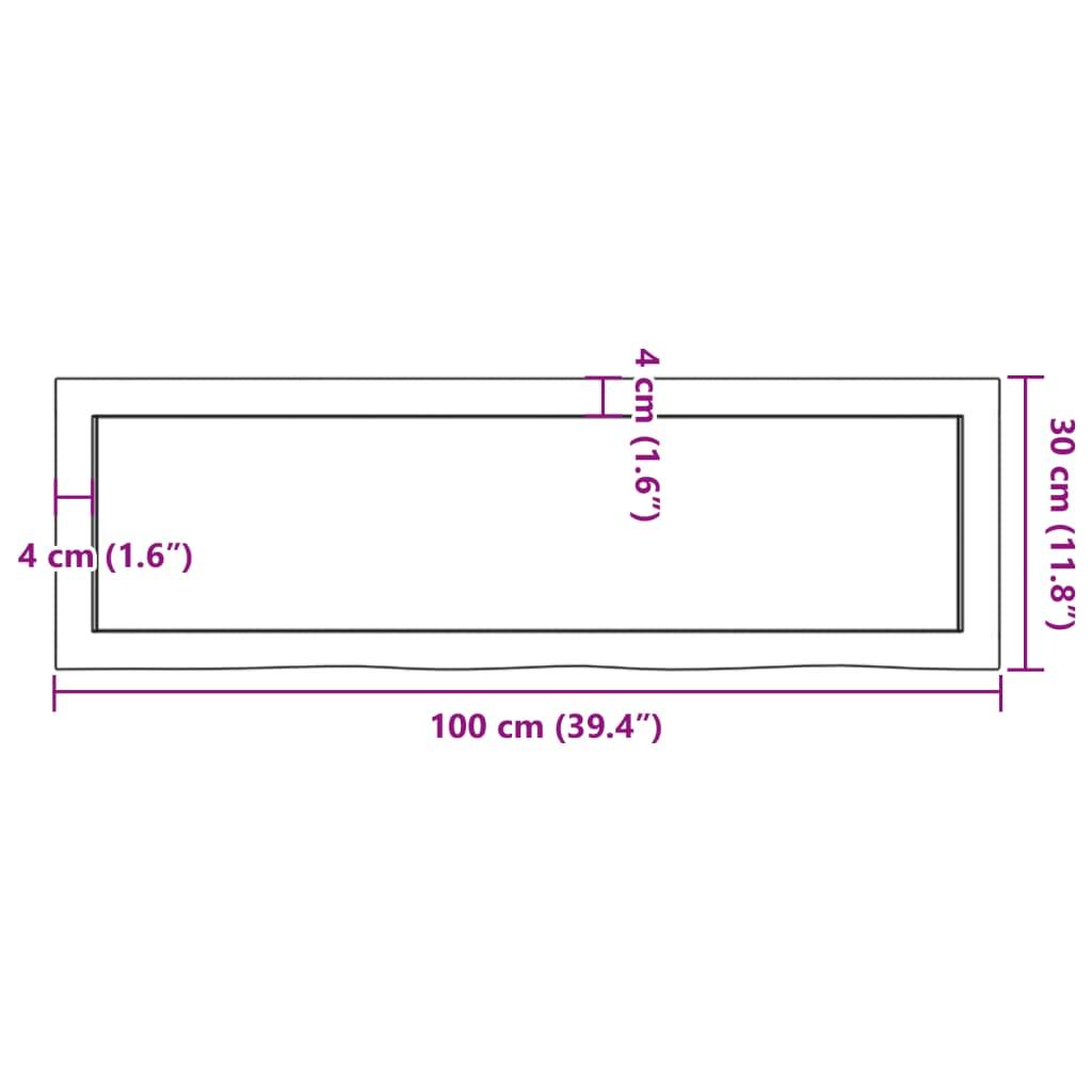 Bathroom Countertop Dark Brown 100x30x6 cm Treated Solid Wood