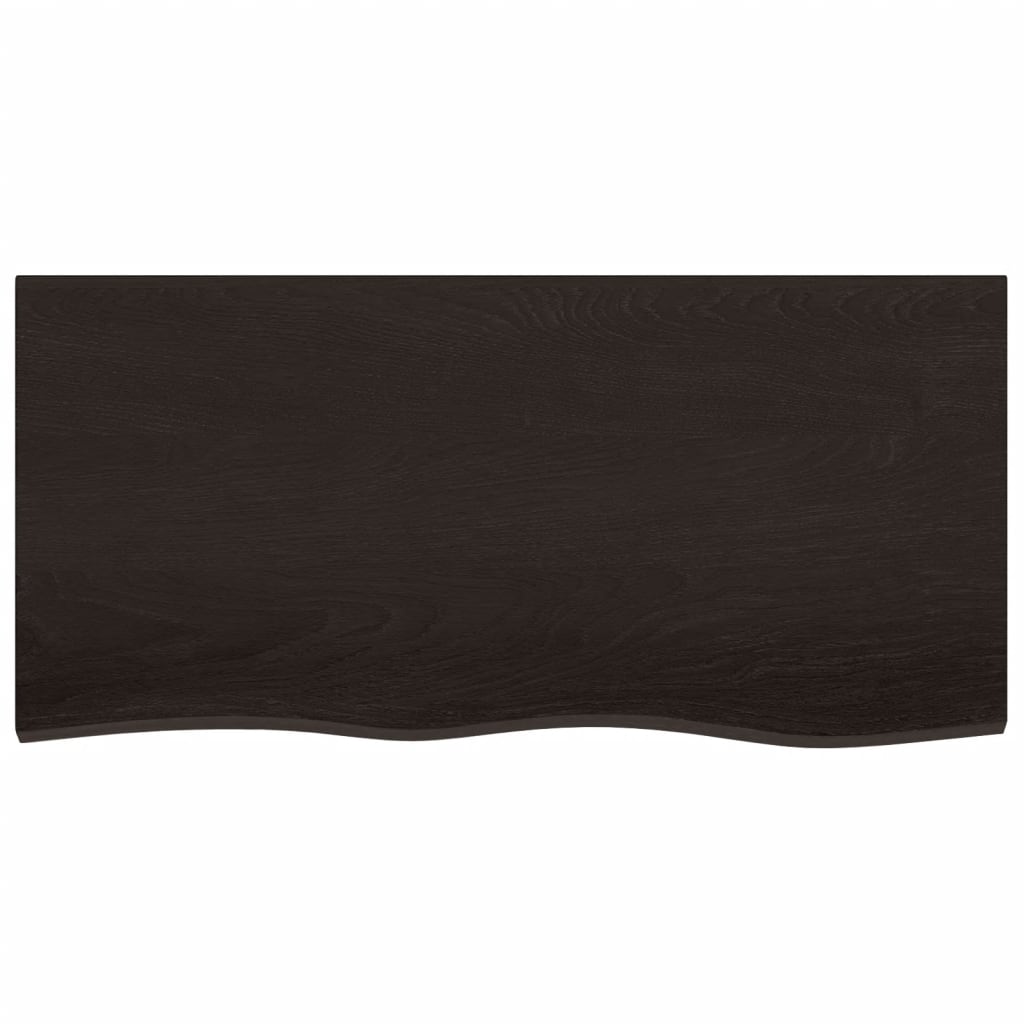 Bathroom Countertop Dark Brown 100x50x2 cm Treated Solid Wood