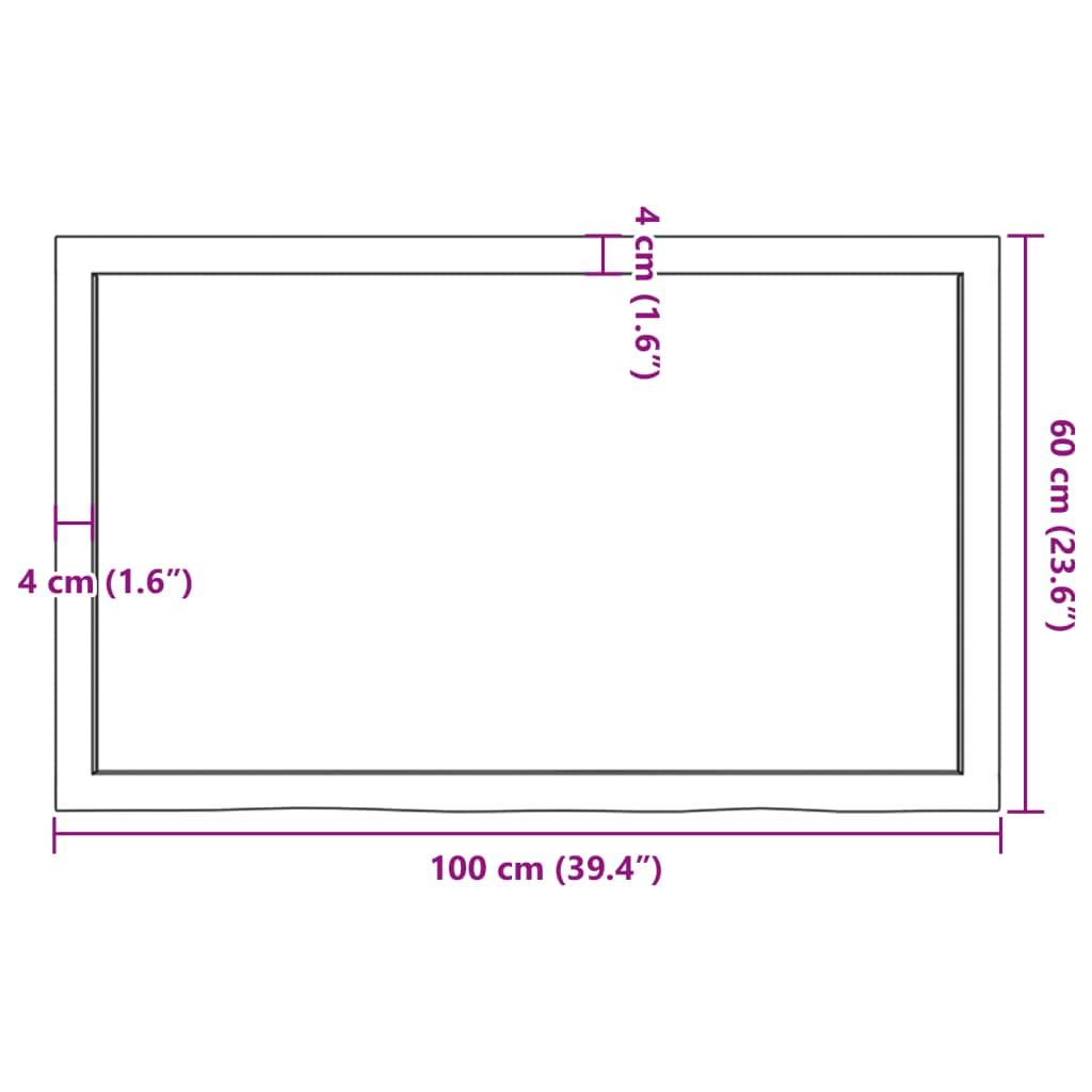 Bathroom Countertop Dark Brown 100x60x4 cm Treated Solid Wood