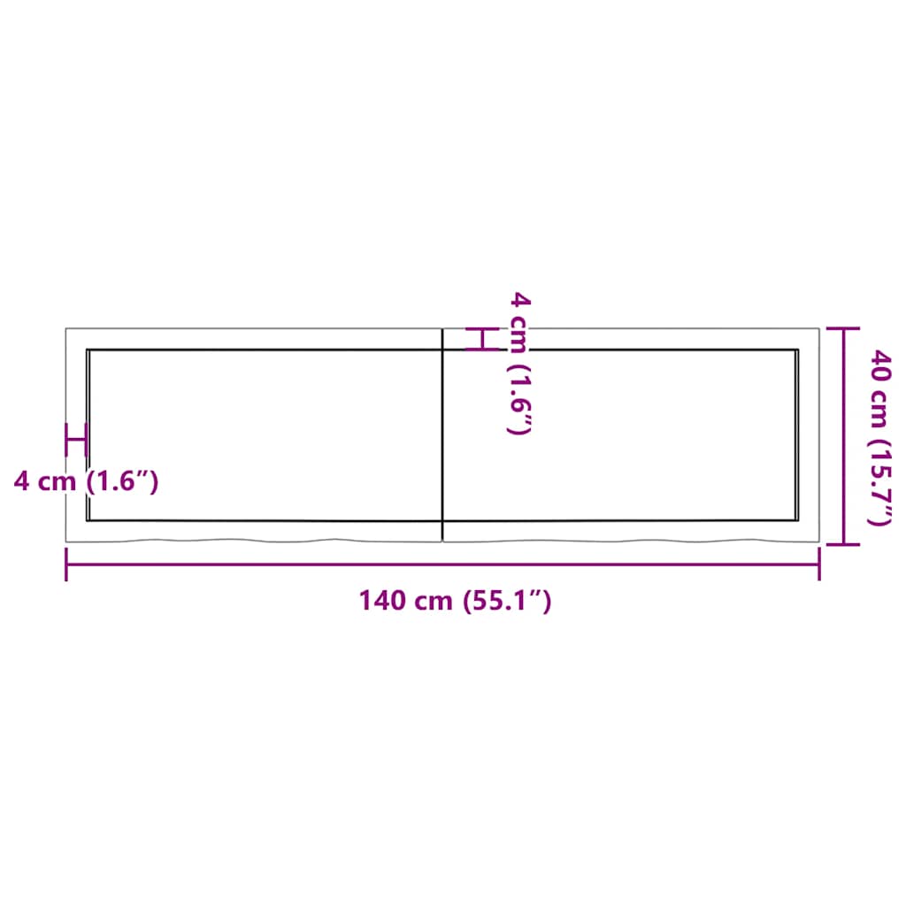 Bathroom Countertop Dark Brown 140x40x4 cm Treated Solid Wood