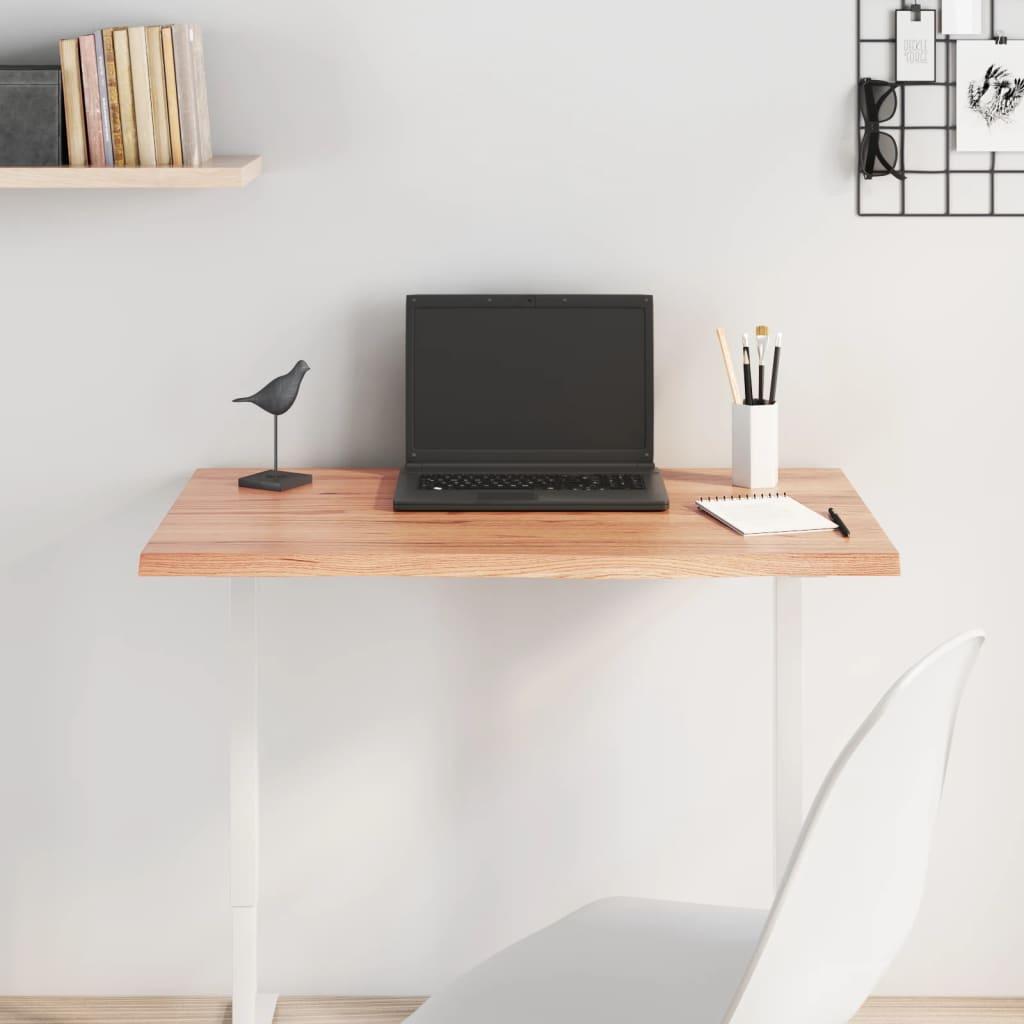 Table Top Light Brown 80x50x2 cm Treated Solid Wood Oak