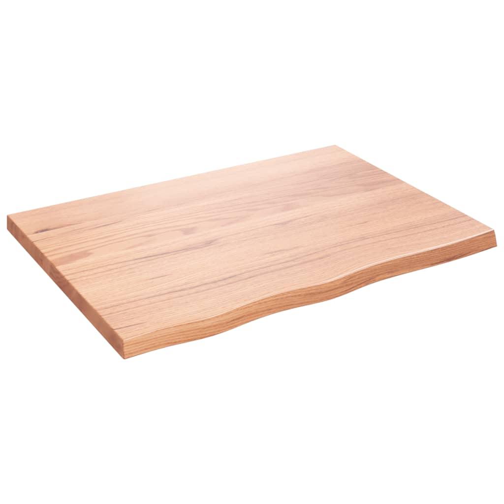 Table Top Light Brown 80x60x4 cm Treated Solid Wood Oak