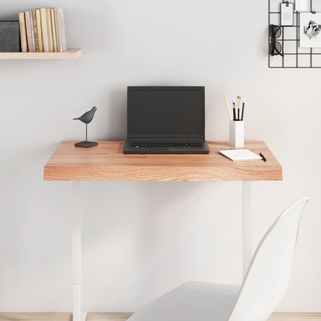 Table Top Light Brown 80x60x6 cm Treated Solid Wood Oak