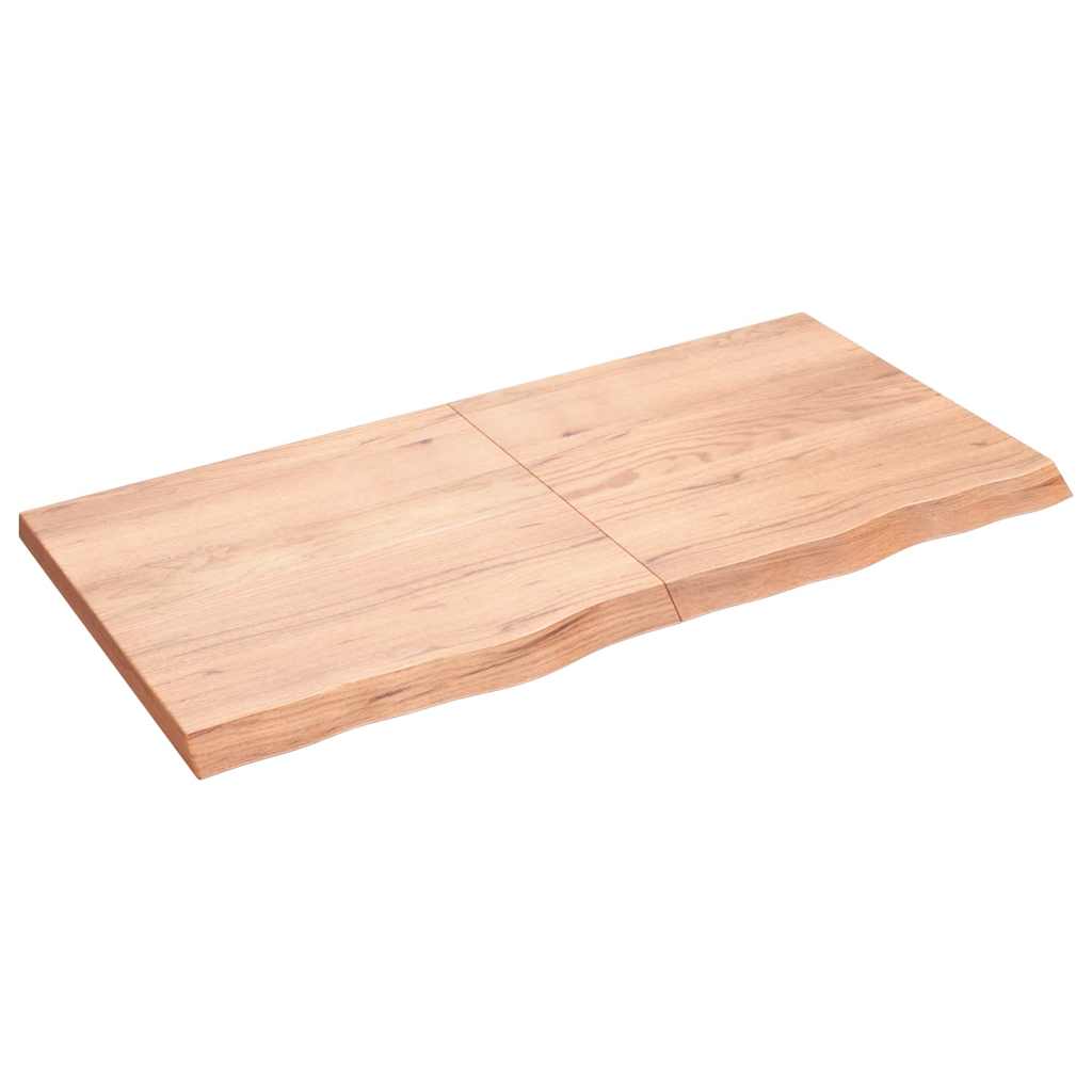 Table Top Light Brown 120x60x4 cm Treated Solid Wood Oak
