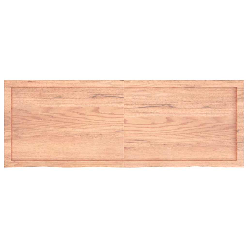 Table Top Light Brown 140x50x6 cm Treated Solid Wood Oak