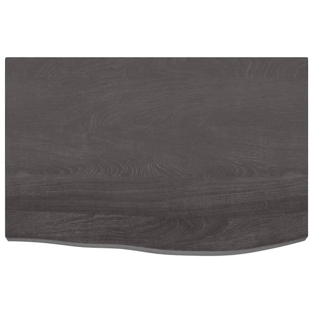 Table Top Dark Brown 60x40x4 cm Treated Solid Wood Oak