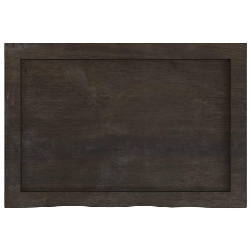 Table Top Dark Brown 60x40x4 cm Treated Solid Wood Oak