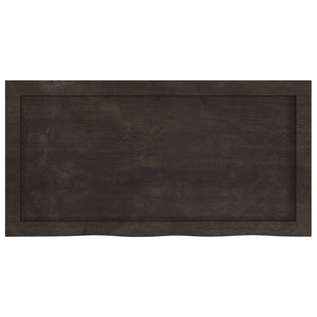 Table Top Dark Brown 80x40x4 cm Treated Solid Wood Oak