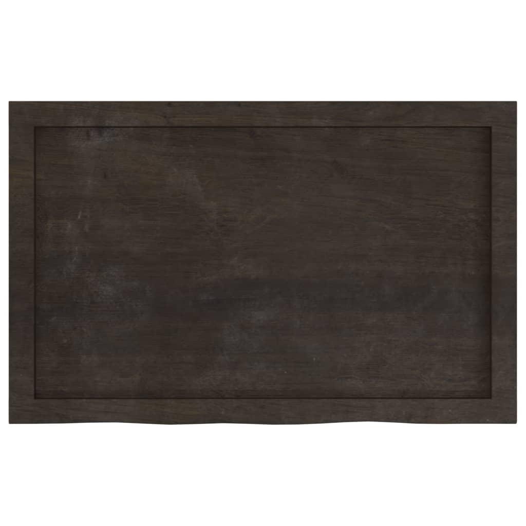 Table Top Dark Brown 80x50x4 cm Treated Solid Wood Oak