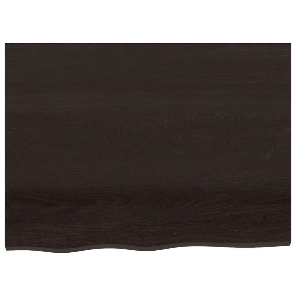 Table Top Dark Brown 80x60x2 cm Treated Solid Wood Oak