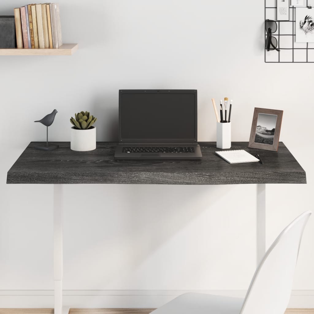 Table Top Dark Brown 100x40x4 cm Treated Solid Wood Oak