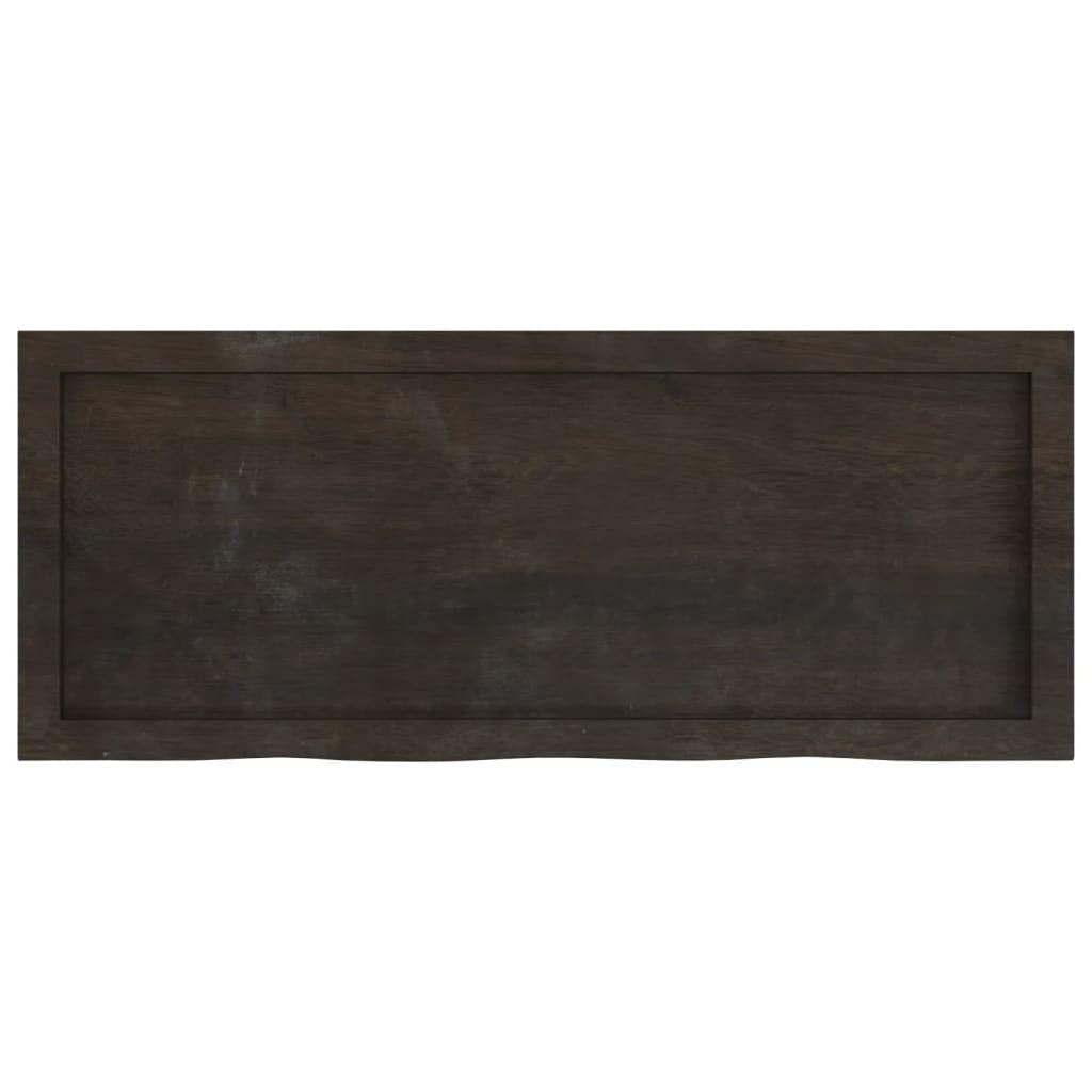 Table Top Dark Brown 100x40x6 cm Treated Solid Wood Oak