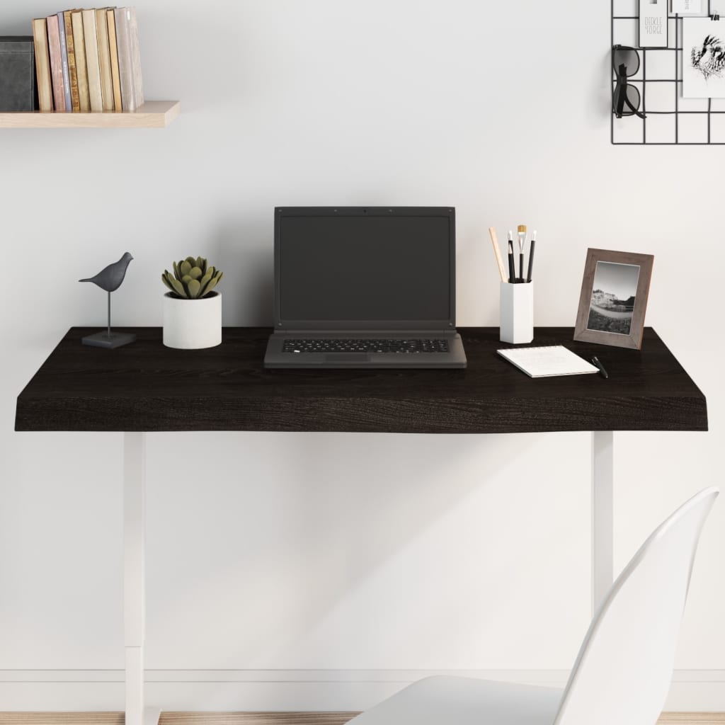 Table Top Dark Brown 100x40x6 cm Treated Solid Wood Oak