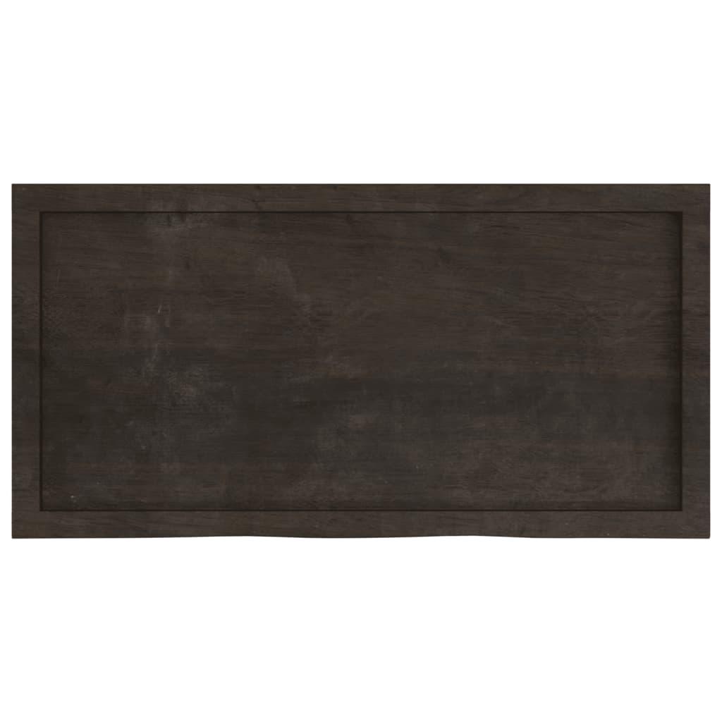 Table Top Dark Brown 100x50x6 cm Treated Solid Wood Oak