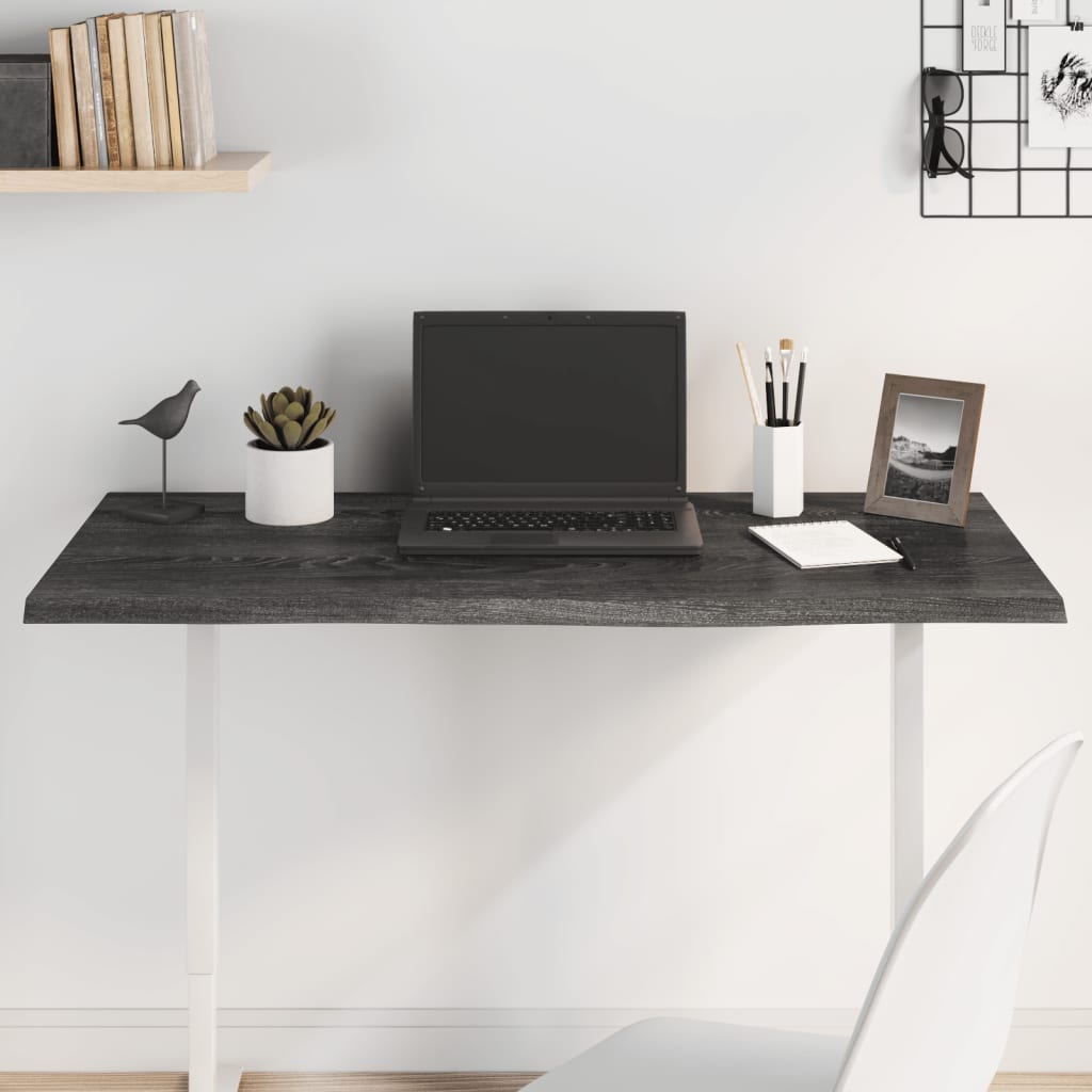 Table Top Dark Brown 100x60x2 cm Treated Solid Wood Oak