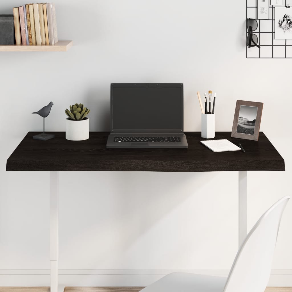 Table Top Dark Brown 100x60x4 cm Treated Solid Wood Oak