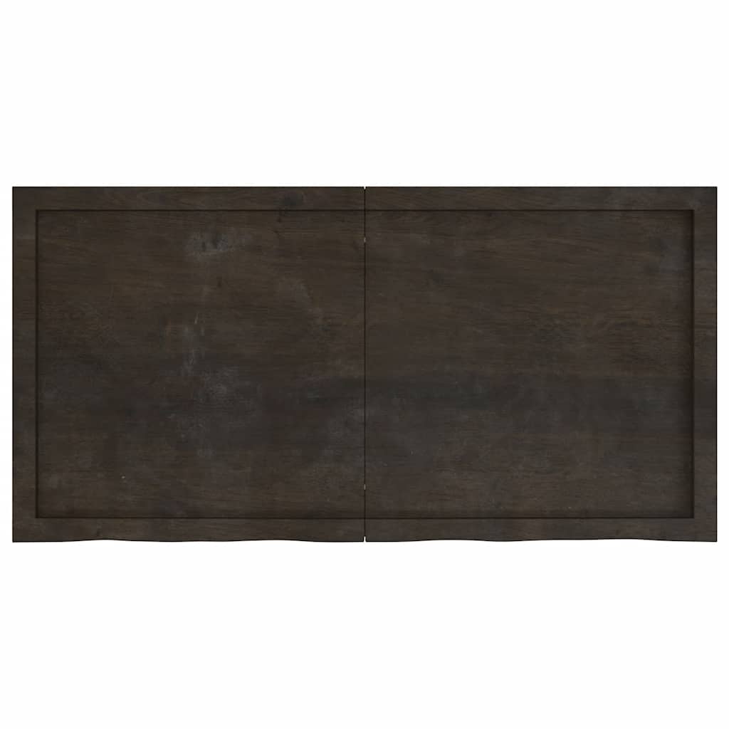 Table Top Dark Brown 120x60x4 cm Treated Solid Wood Oak