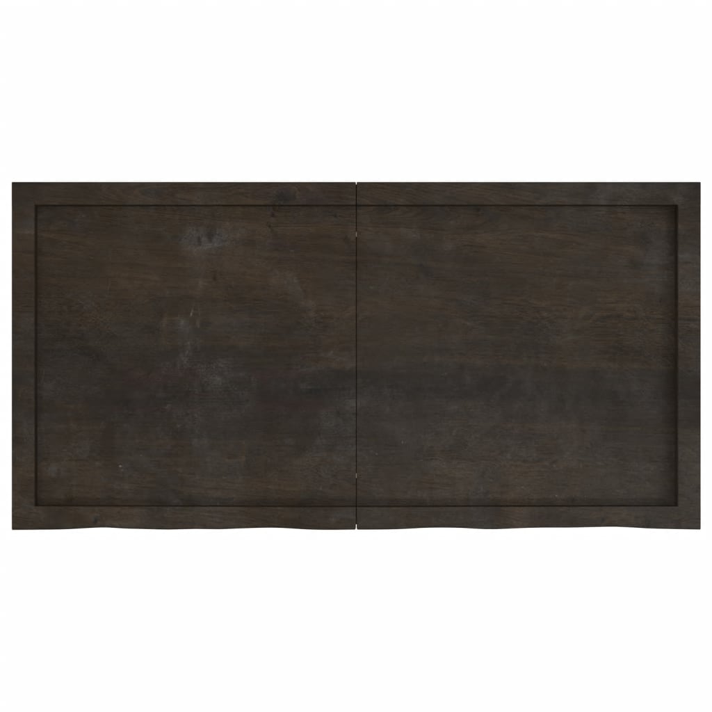 Table Top Dark Brown 120x60x4 cm Treated Solid Wood Oak