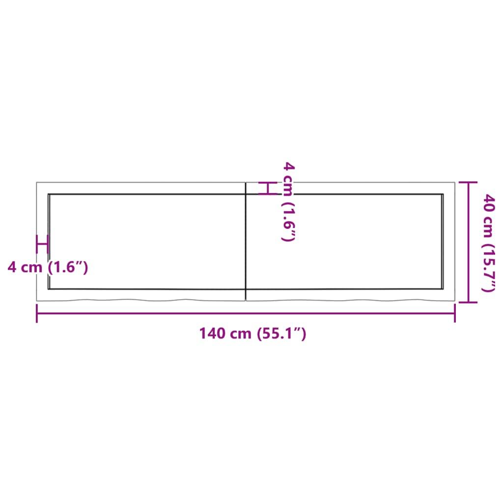 Table Top Dark Brown 140x40x4 cm Treated Solid Wood Oak