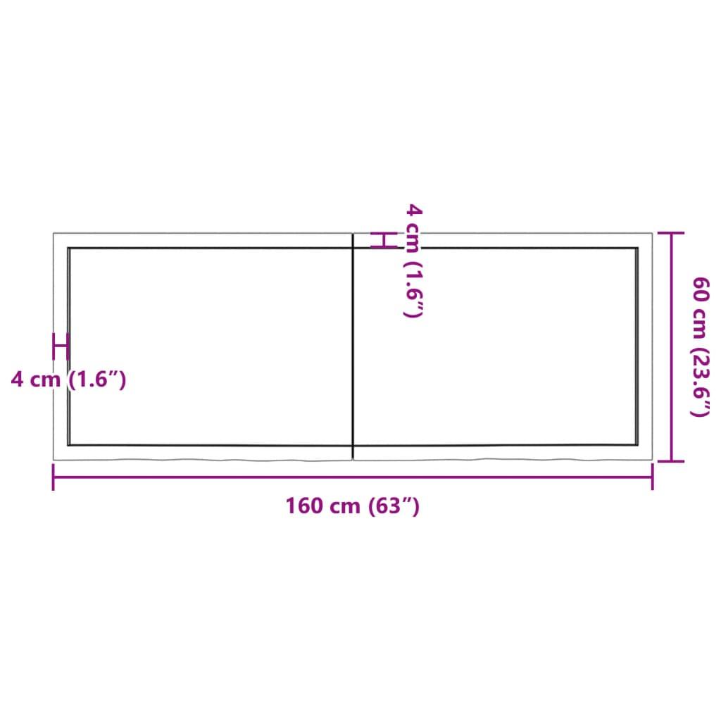 Table Top Dark Brown 160x60x4 cm Treated Solid Wood Oak