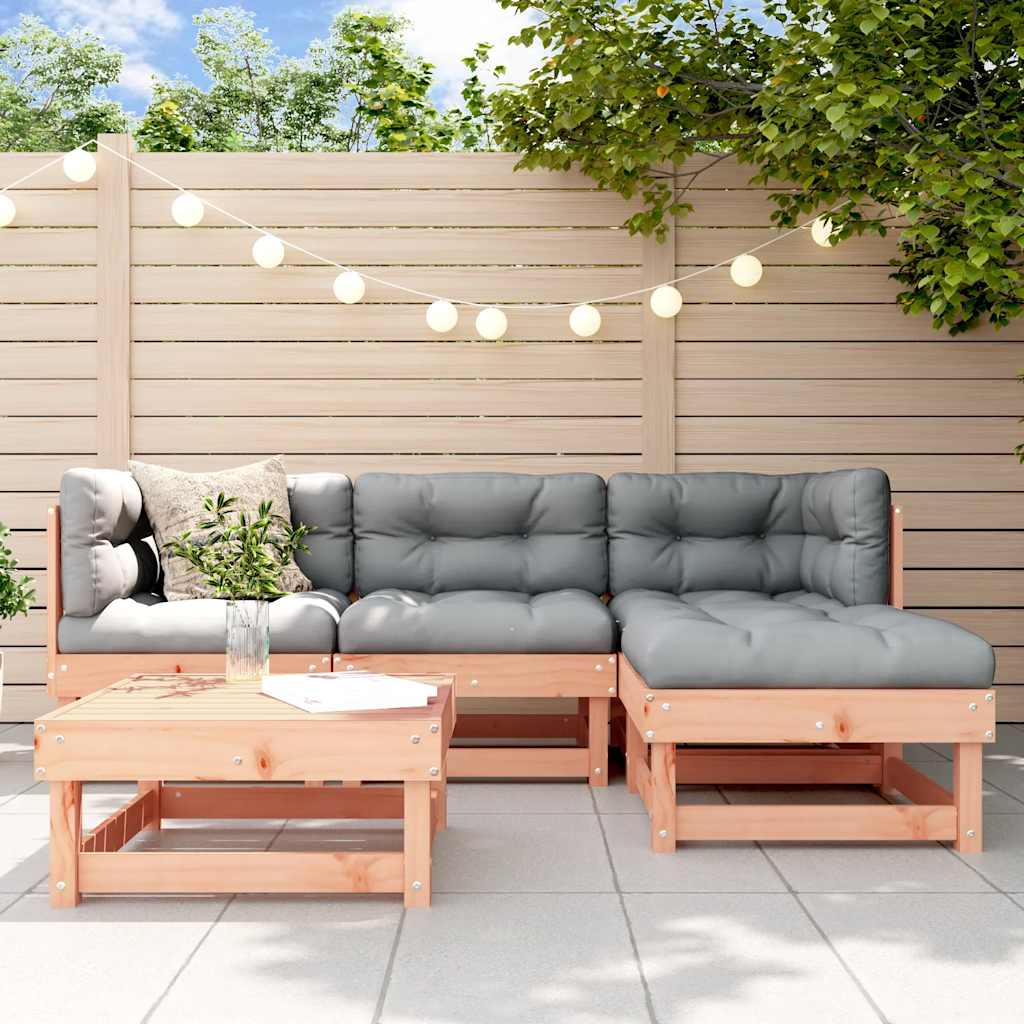 5 Piece Garden Lounge Set with Cushions Solid Wood Douglas