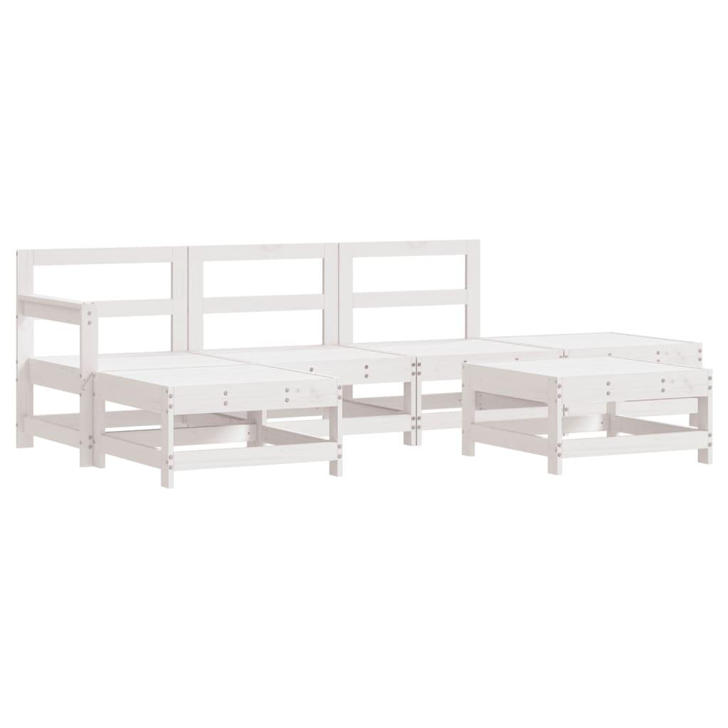 6 Piece Garden Lounge Set with Cushions White Solid Wood