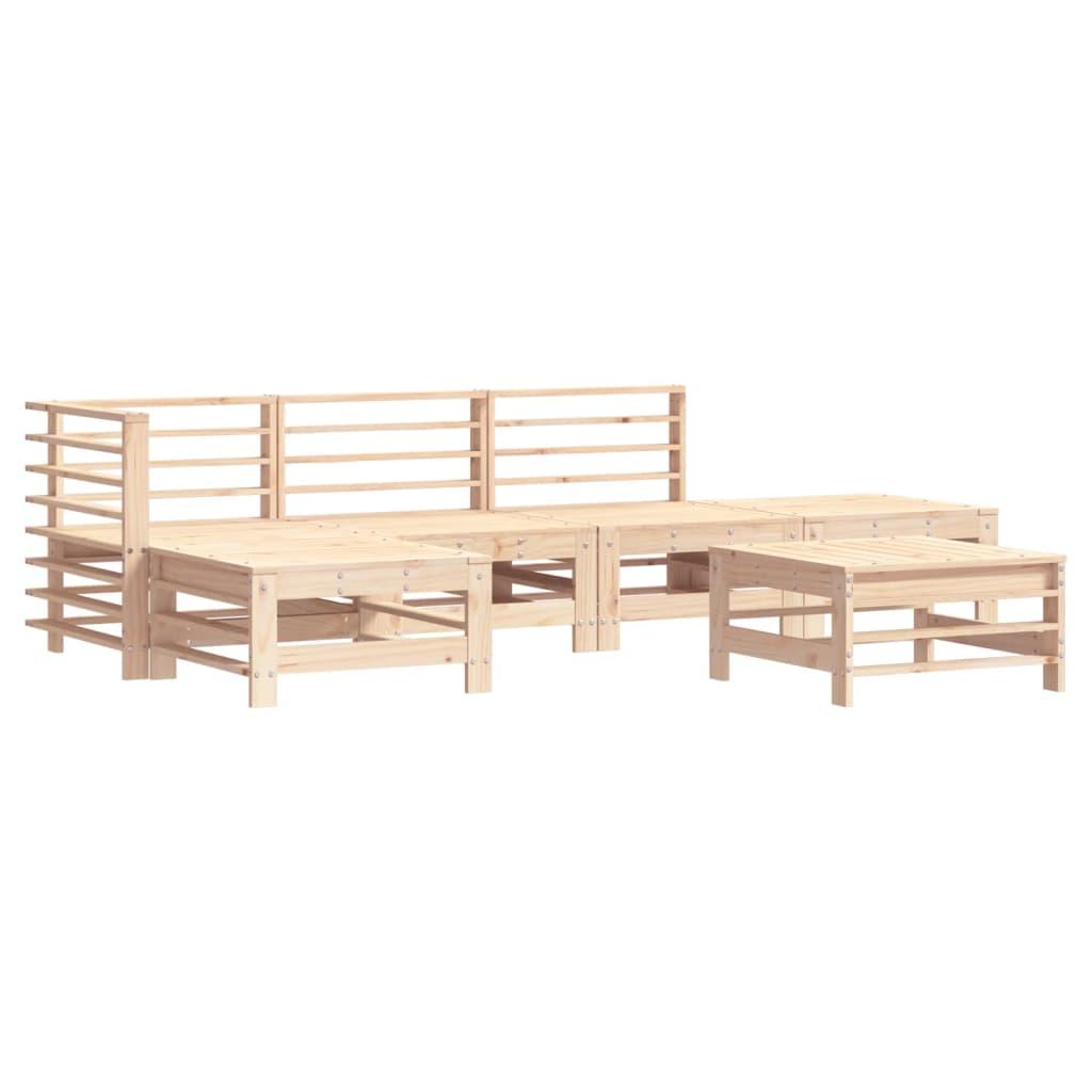 6 Piece Garden Lounge Set with Cushions Solid Wood