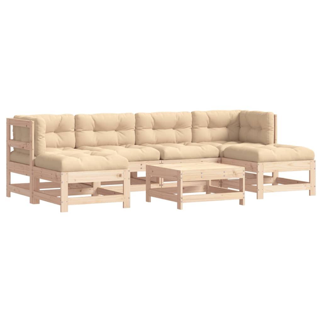 7 Piece Garden Lounge Set with Cushions Solid Wood