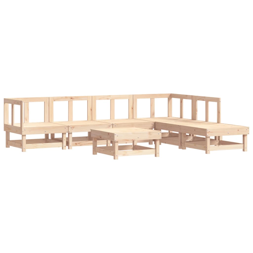 7 Piece Garden Lounge Set with Cushions Solid Wood