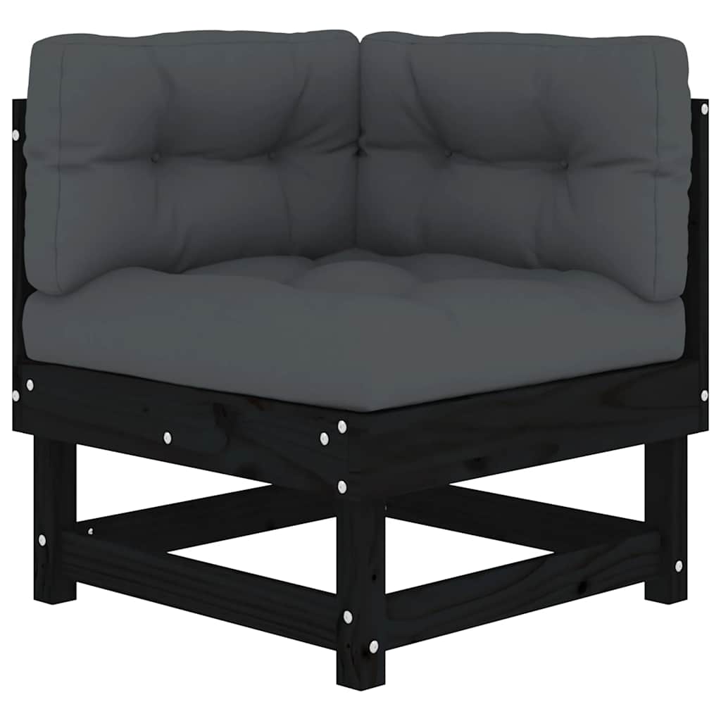 10 Piece Garden Lounge Set with Cushions Black Solid Wood