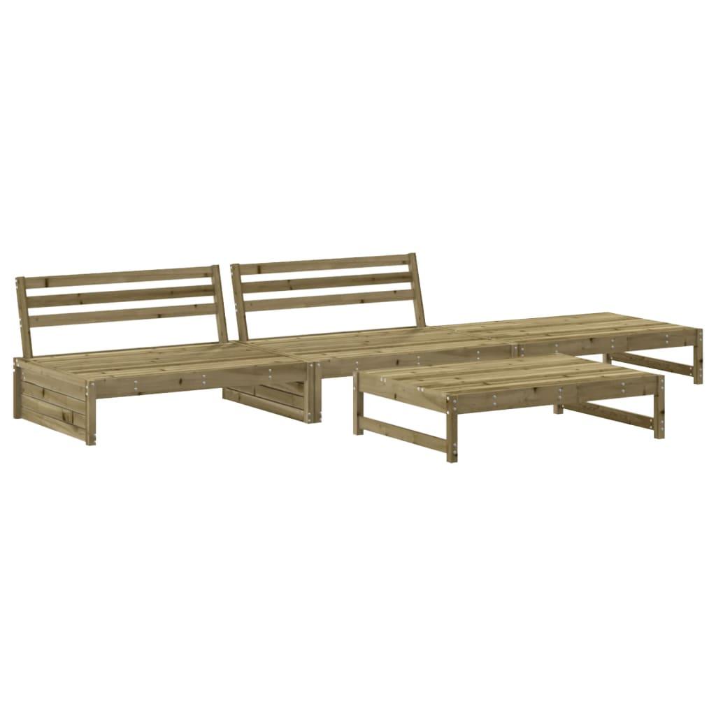 4 Piece Garden Lounge Set with Cushions Impregnated Wood Pine