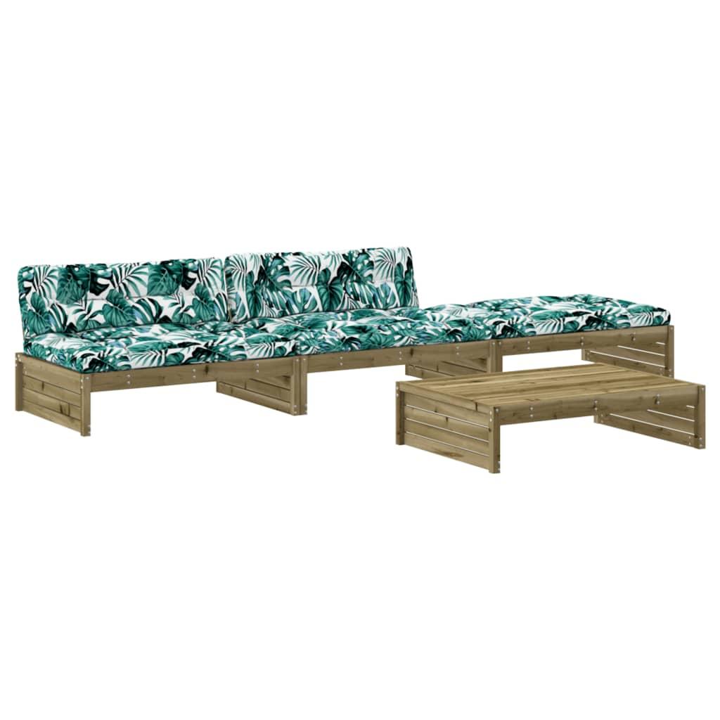 4 Piece Garden Lounge Set with Cushions Impregnated Wood Pine