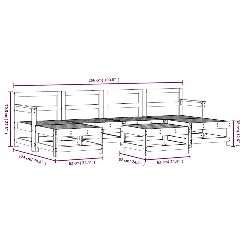 7 Piece Garden Lounge Set Solid Wood Douglas