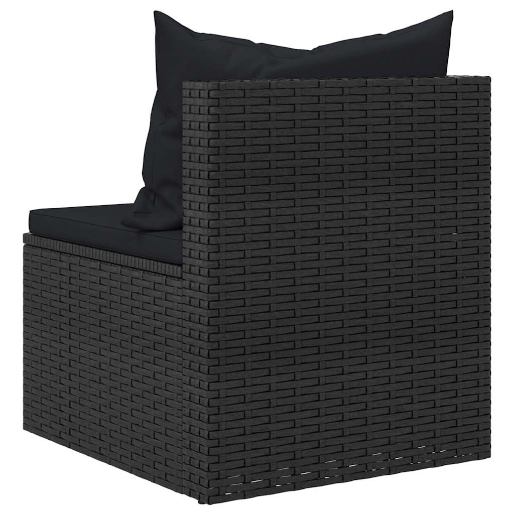4 Piece Garden Sofa Set with Cushions Black Poly Rattan