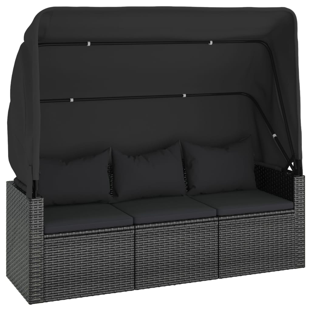 4 Piece Garden Sofa Set with Cushions Black Poly Rattan