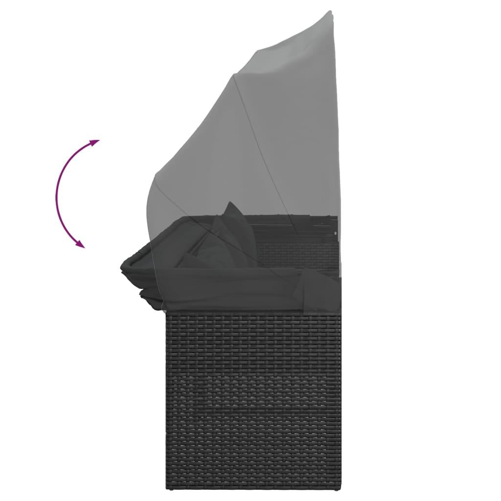 4 Piece Garden Sofa Set with Cushions Black Poly Rattan