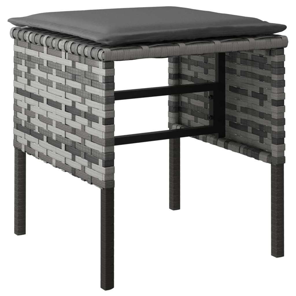 6 Piece Garden Dining Set with Cushions Grey Poly Rattan