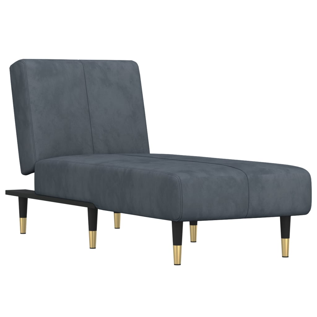 Chaise Longue Dark Grey Velvet