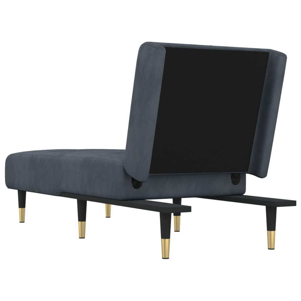 Chaise Longue Dark Grey Velvet